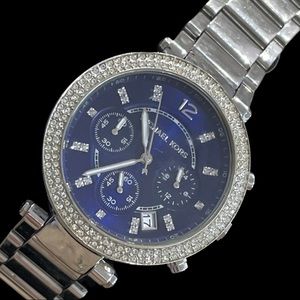 Michael Kors stainless steel ladies watch navy face with diamonds